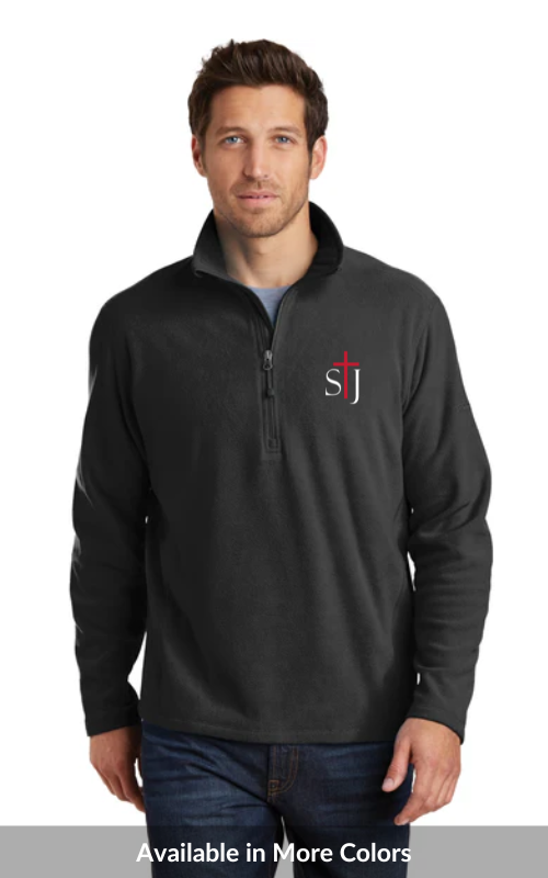 Mens Microfleece 1/4-Zip Pullover Jacket with Embroidered STJ Logo EB226