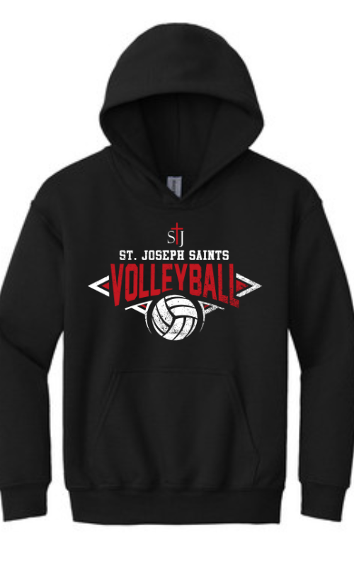Youth Hooded Sweatshirt with Vinyl STJ Volleyball Gildan 18500B