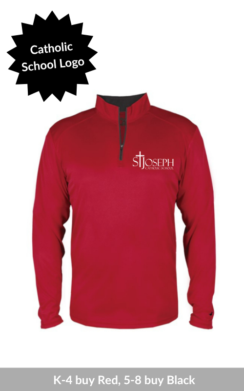 Catholic School Uniform Youth 1/4-Zip Pullover Jacket with Embroidered STJ Logo 2102