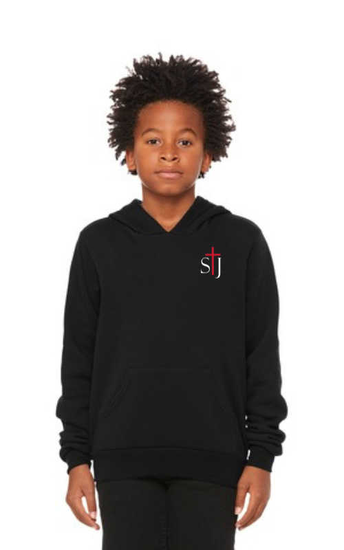 Youth Sponge Fleece Pullover Hooded Sweatshirt with Embroidered STJ Logo BC3719Y