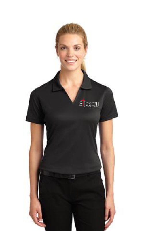 Womens Short Sleeve Athletic Dri-Mesh® Polo with Embroidered STJ Catholic Community Logo L469