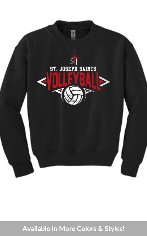 Youth Crewneck Sweatshirt with Vinyl STJ Volleyball Gildan 18000B