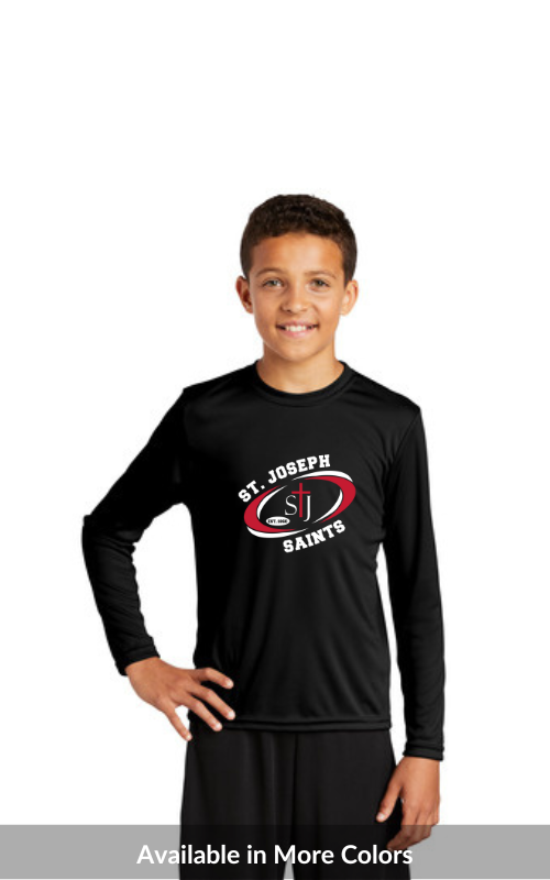 Youth Long Sleeve Athletic Tee with STJ Oval Logo YST350LS