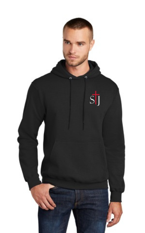 Adult TALL Fleece Pullover Hoodie with Embroidered STJ Logo PC78HT