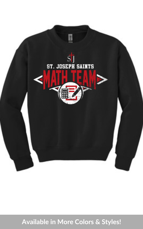 Youth Crewneck Sweatshirt with Vinyl STJ Math Team Gildan 18000B