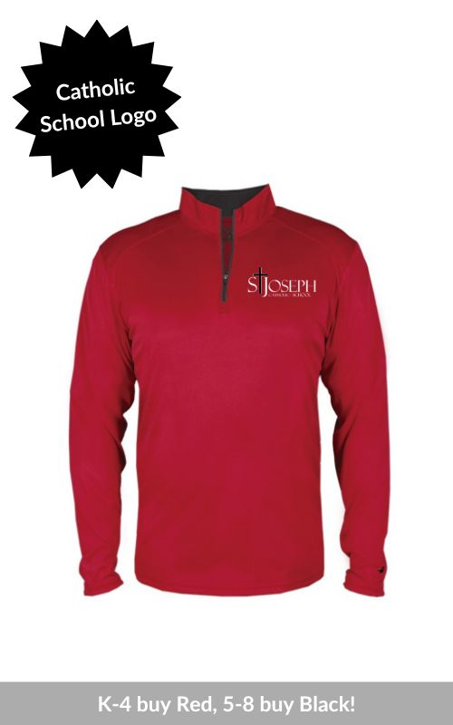 Catholic School Uniform Youth 1/4-Zip Pullover Jacket with Embroidered STJ Logo 2102