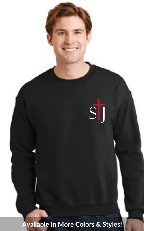 Adult Crewneck Sweatshirt with Embroidered STJ Gildan 18000