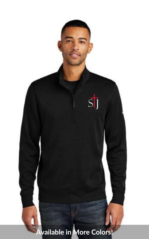 Mens Half Zip Fleece Jacket with Embroidered STJ Logo NKFD9892