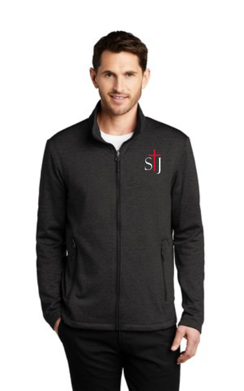 Mens Striated Full-Zip Fleece Jacket with Embroidered STJ Logo F905