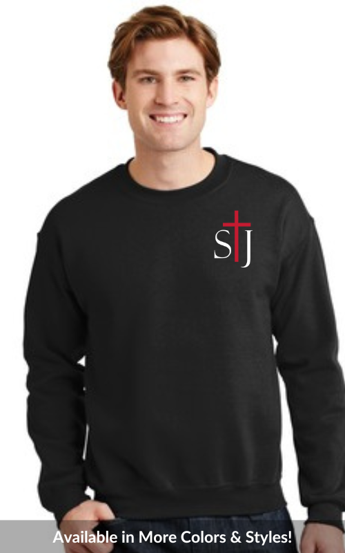 Adult Crewneck Sweatshirt with Embroidered STJ Logo 18000