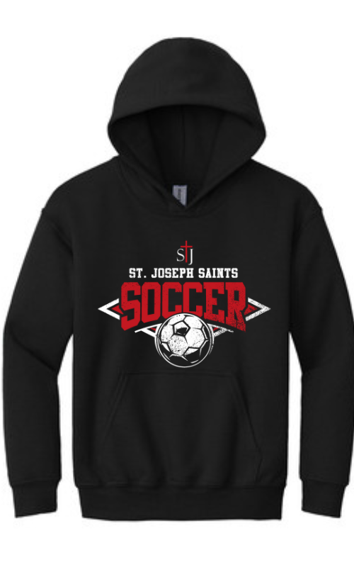 Youth Hooded Sweatshirt with Vinyl STJ Soccer Gildan 18500B