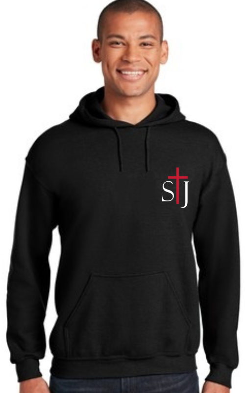 Adult Hooded Sweatshirt with Embroidered STJ Logo 18500