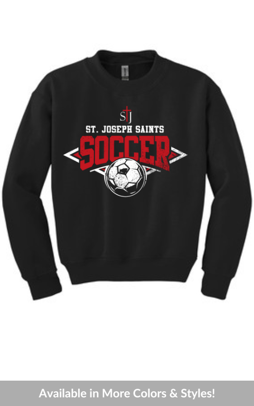 Youth Crewneck Sweatshirt with Vinyl STJ Soccer Gildan 18000B