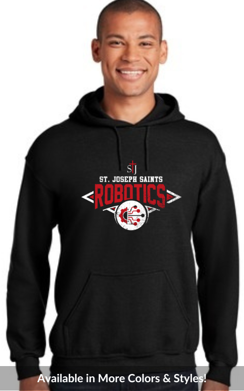 Adult Hooded Sweatshirt with Vinyl STJ Academic Team Logo 18500