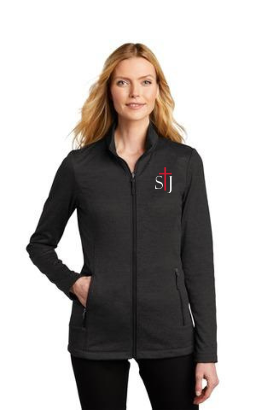 Womens Striated Full-Zip Fleece Jacket with Embroidered STJ Logo L905