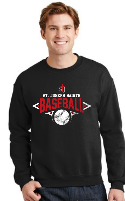 Adult Crewneck Sweatshirt with Vinyl STJ Baseball Gildan 18000