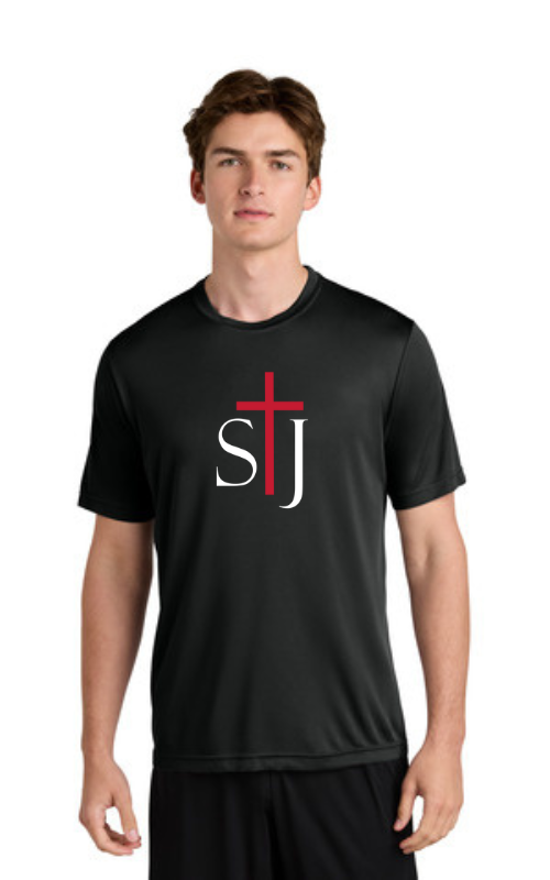 Adult Short Sleeve Athletic T-Shirt with Large Chest STJ Logo ST350