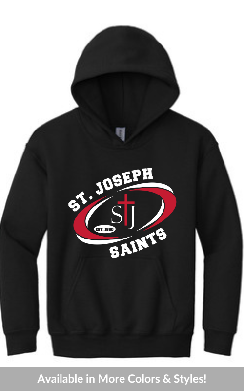 Youth Hooded Sweatshirt with Vinyl STJ SAINTS Oval Logo 18500B