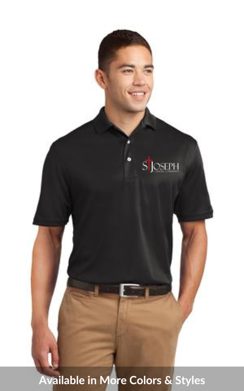 Adult TALL Short Sleeve Athletic Dri-Mesh® Polo with Embroidered STJ Catholic Community Logo TK469