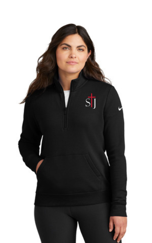 Womens Half Zip Club Fleece Jacket with Embroidered STJ Logo NKDX6720