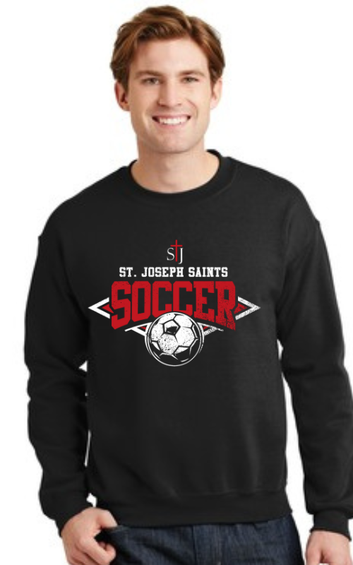 Adult Crewneck Sweatshirt with Vinyl STJ Soccer Gildan 18000