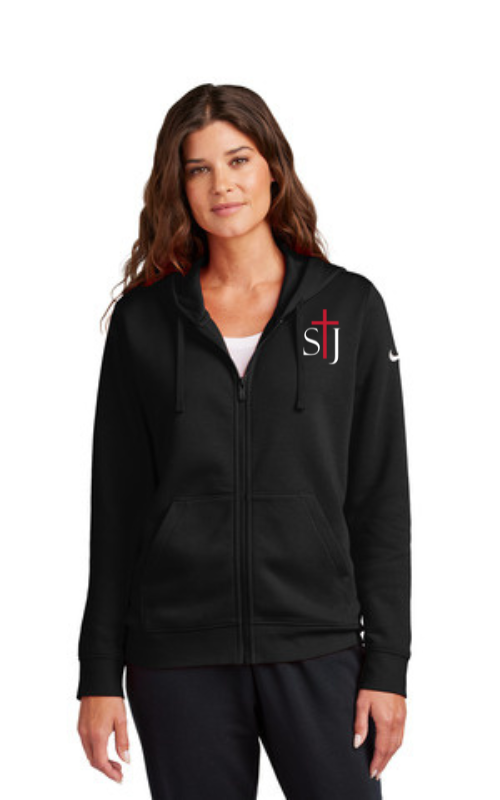 Womens Full-Zip Hoodie with Embroidered STJ Logo NKFD9890