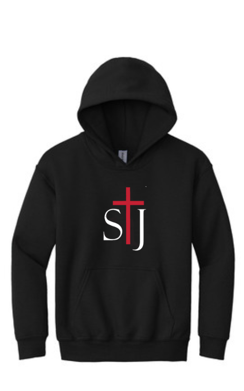 Youth Hooded Sweatshirt with Vinyl STJ Logo Gildan 18500B