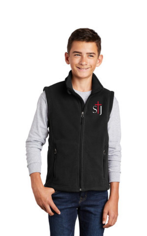 Youth Fleece Vest with Embroidered STJ Logo Y219