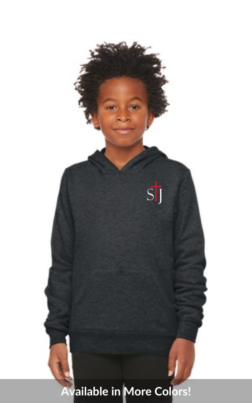 Youth Sponge Fleece Pullover Hooded Sweatshirt with Embroidered STJ Logo BC3719Y