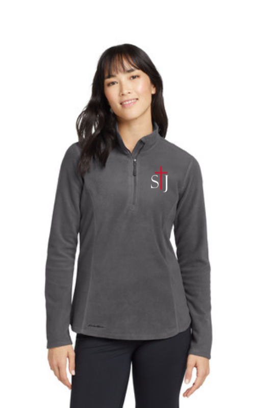 Womens Microfleece Half-Zip Pullover Jacket with Embroidered STJ Logo EB227