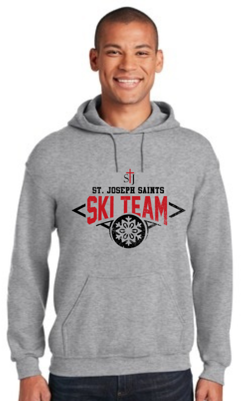 Adult Hooded Sweatshirt with Vinyl STJ Ski Team Gildan 18500