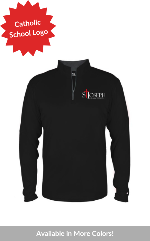 Catholic School Uniform Youth 1/4-Zip Pullover Jacket with Embroidered STJ Logo 2102