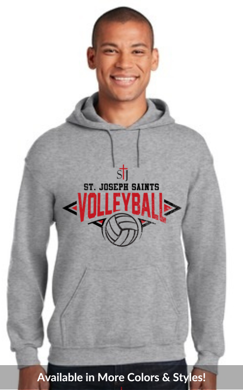 Adult Hooded Sweatshirt with Vinyl STJ Volleyball Gildan 18500