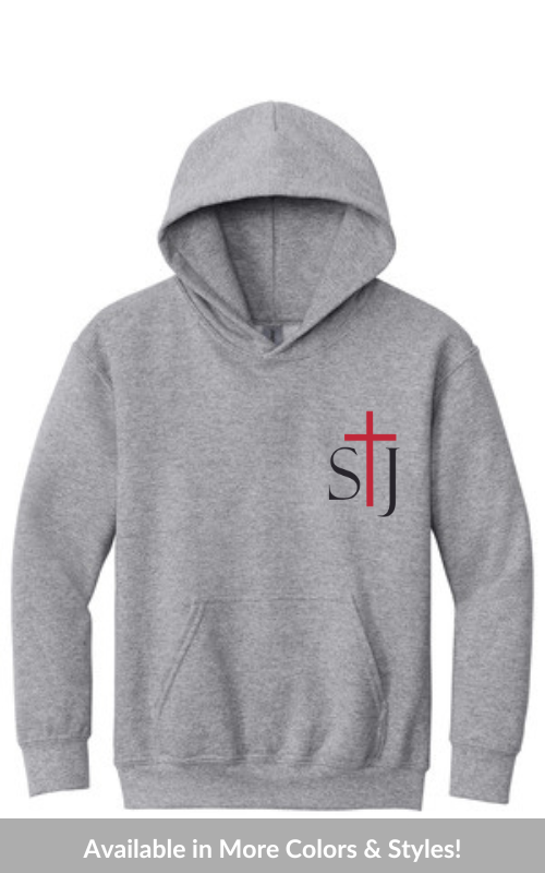 Youth Hooded Sweatshirt with Embroidered STJ Logo 18500B