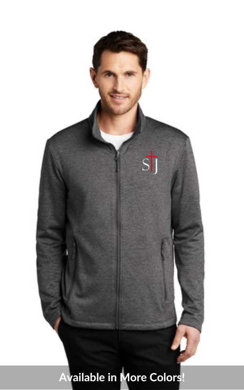 Mens Striated Full-Zip Fleece Jacket with Embroidered STJ Logo F905