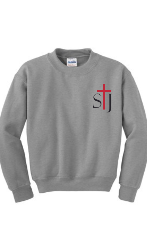 Youth Crewneck Sweatshirt with Embroidered STJ Logo Gildan 18000B