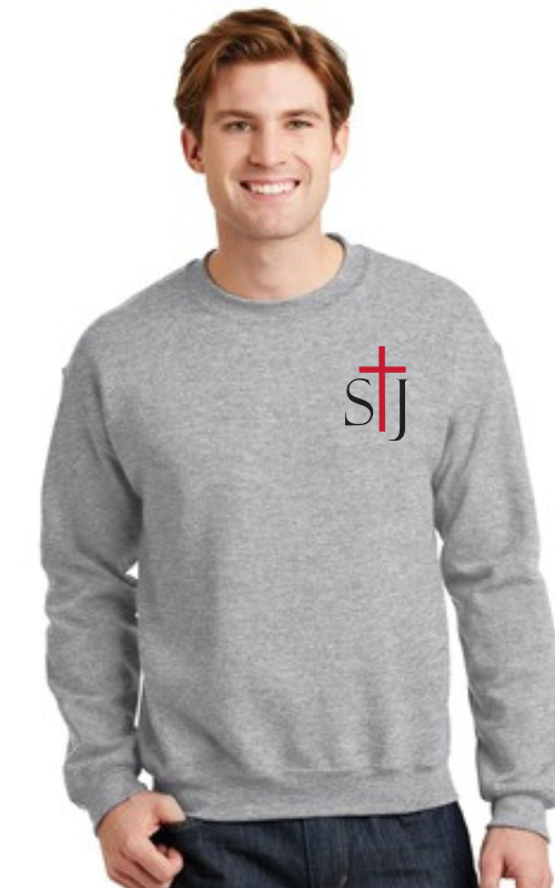 Adult Crewneck Sweatshirt with Embroidered STJ Logo 18000