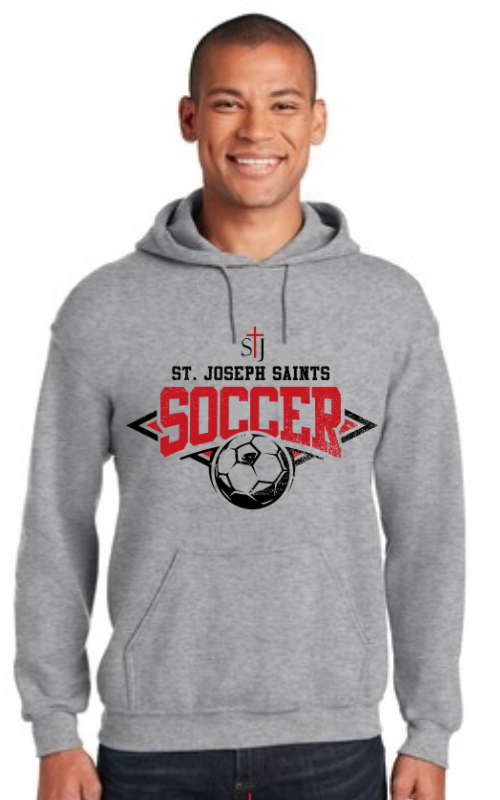 Adult Hooded Sweatshirt with Vinyl STJ Soccer Gildan 18500