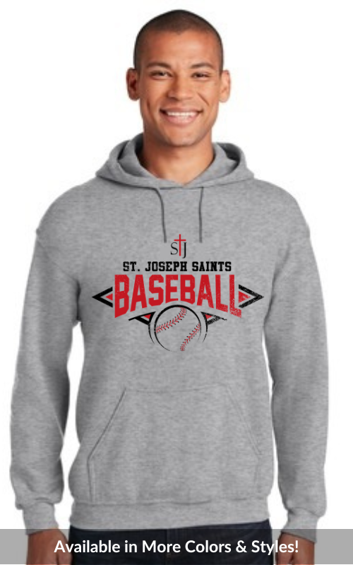 Adult Hooded Sweatshirt with Vinyl STJ Baseball Gildan 18500