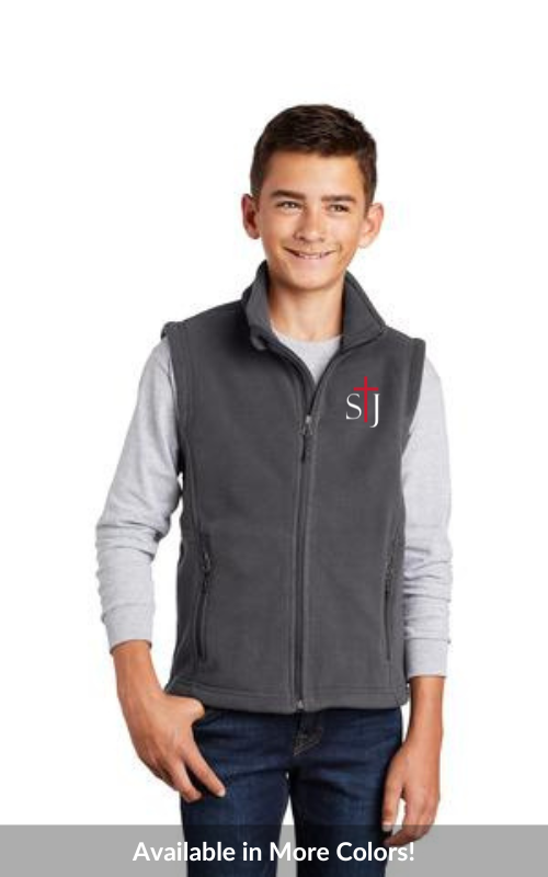 Youth Fleece Vest with Embroidered STJ Logo Y219