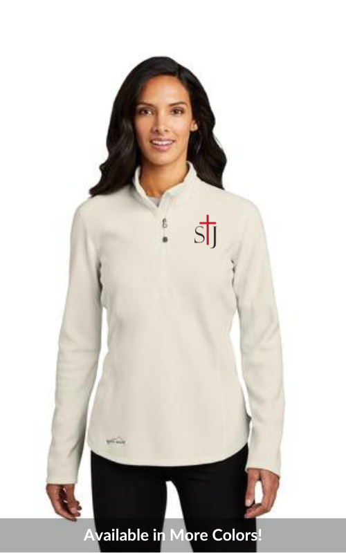 Womens Microfleece Half-Zip Pullover Jacket with Embroidered STJ Logo EB227