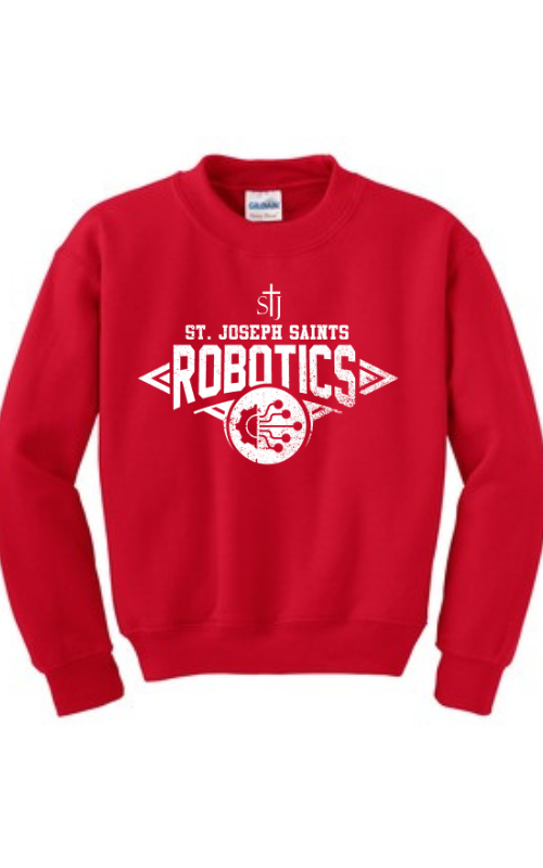 Youth Crewneck Sweatshirt with Vinyl STJ Robotics Gildan 18000B