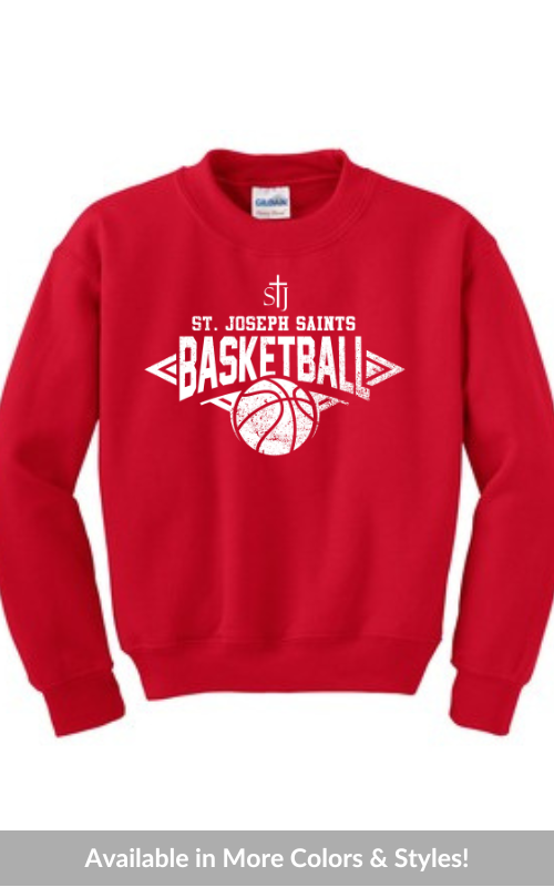 Youth Crewneck Sweatshirt with Vinyl STJ Basketball Gildan 18000B