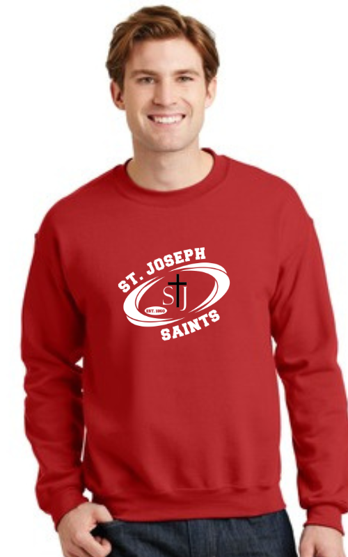 Adult Crewneck Sweatshirt with Vinyl STJ SAINTS Oval Logo 18000