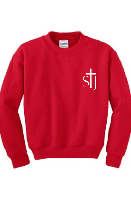 Youth Crewneck Sweatshirt with Embroidered STJ Logo Gildan 18000B