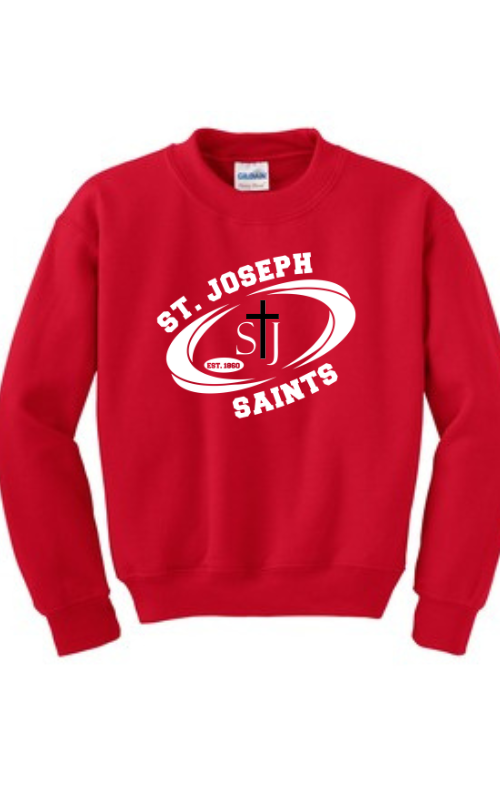 Youth Crewneck Sweatshirt with Vinyl STJ SAINTS Oval Logo 18000B