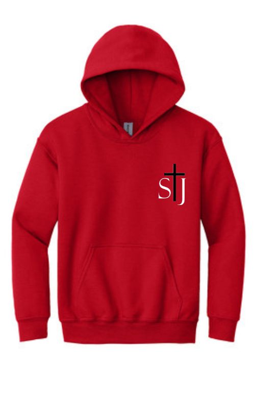 Youth Hooded Sweatshirt with Embroidered STJ Logo 18500B