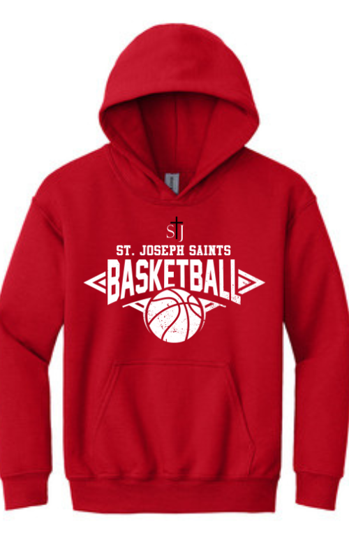 Youth Hooded Sweatshirt with Vinyl STJ Basketball 18500B