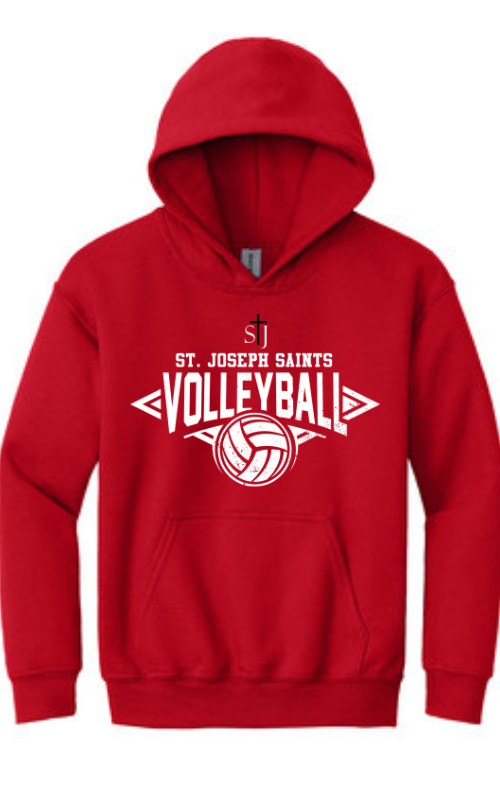 Youth Hooded Sweatshirt with Vinyl STJ Volleyball 18500B