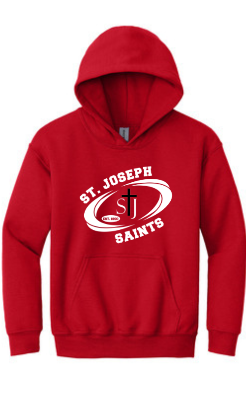 Youth Hooded Sweatshirt with Vinyl STJ SAINTS Oval Logo 18500B